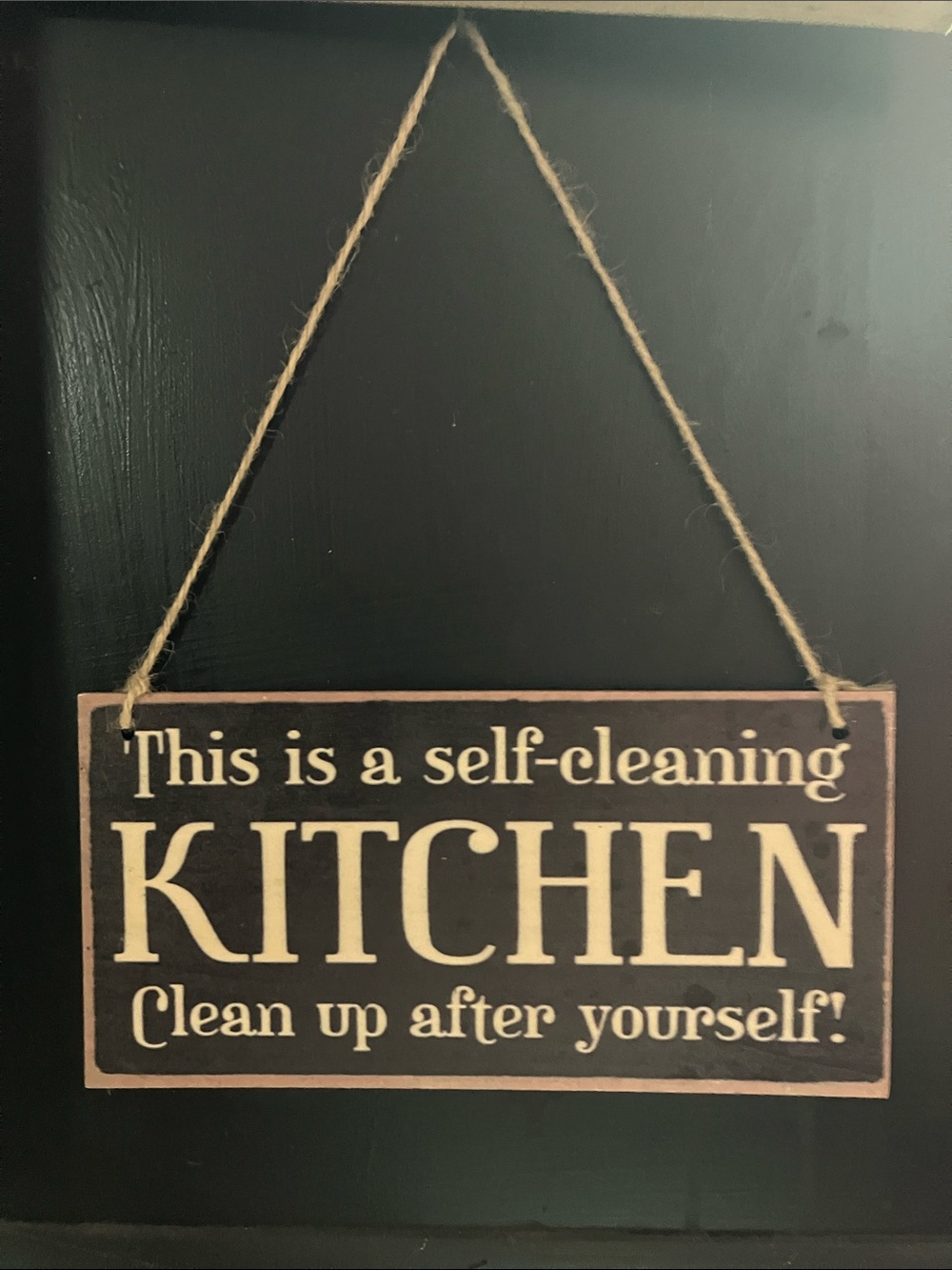 Source Unknown Black & Cream 'Self-Cleaning Kitchen' Hanging Sign